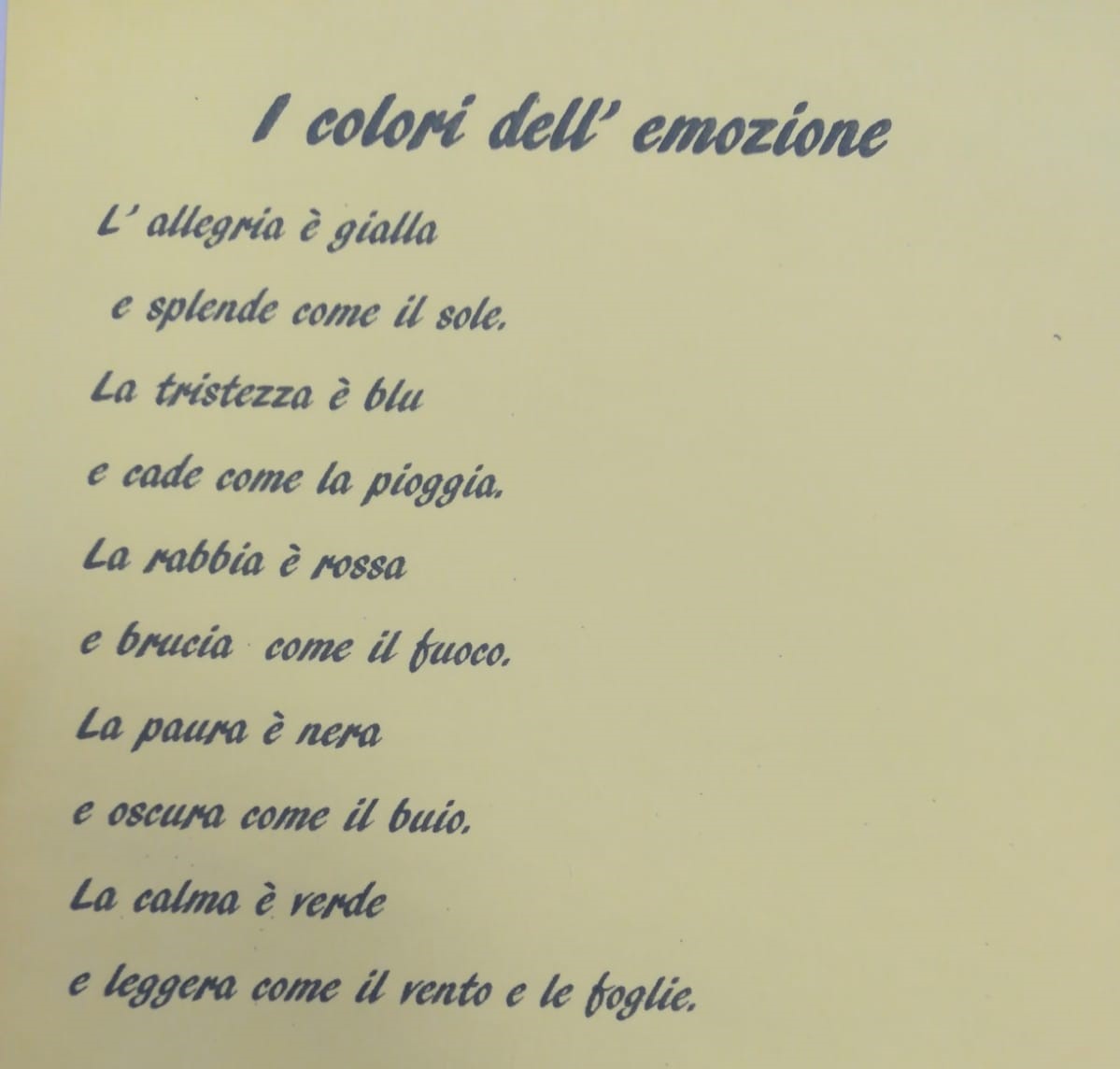 I COLORI DELLE EMEOZIONI